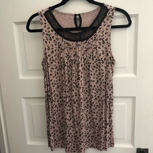 Loft animal print top with lace detail